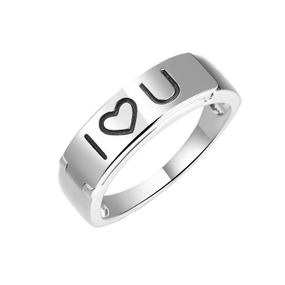 Кольцо с эмалью Fresh «I LOVE U» из серебра 925 My Jewels (арт.SR-R05746-X-W-X-B-X)