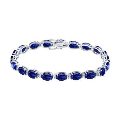 Браслет из белого золота с бриллиантами и сапфирами (Арт.2050091-3)