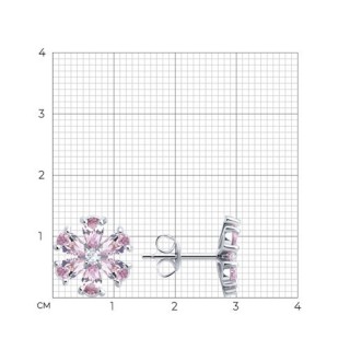 Серьги из серебра с фианитами «Розовый цветок» Соколов (арт.9402)