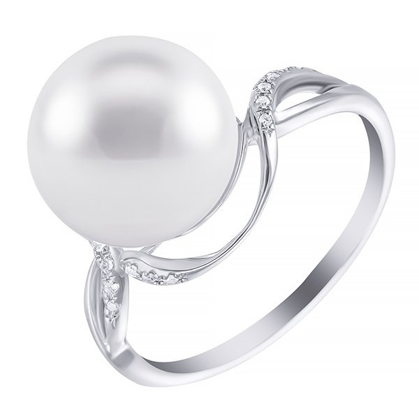 Кольцо из белого золота с бриллиантом и жемчугом (Арт.r32954_ko_wp_wg)