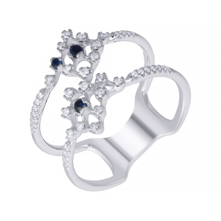 Кольцо из белого золота с бриллиантом и сапфиром (Арт.r42964a-3000_ko_sa_wg)
