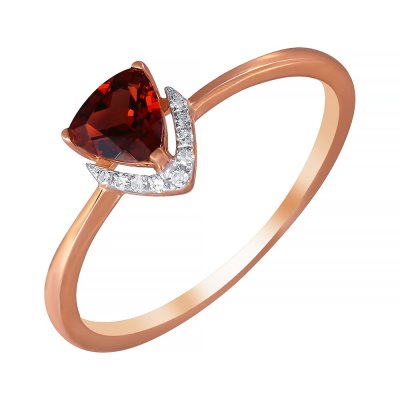 Кольцо из золота с бриллиантом и гранатом (Арт.re32273_ko_gr_pink)