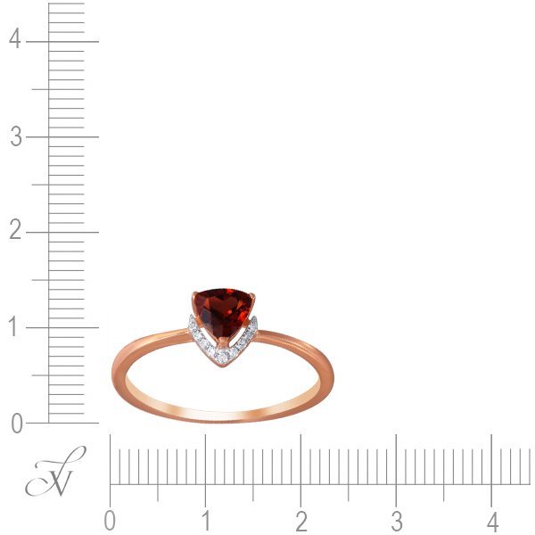 Кольцо из золота с бриллиантом и гранатом (Арт.re32273_ko_gr_pink)