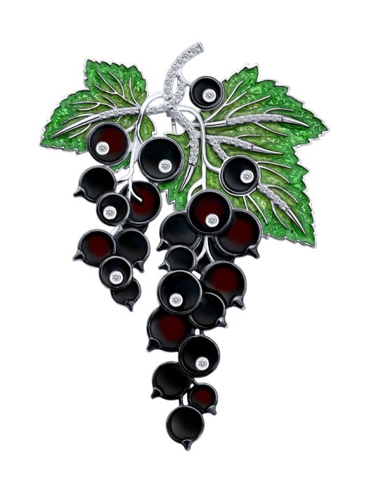 Брошь из серебра с фианитами и эмалью (Арт.94049015)