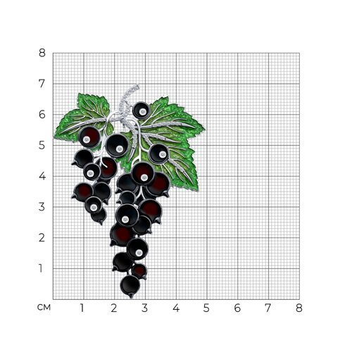 Брошь из серебра с фианитами и эмалью (Арт.94049015)