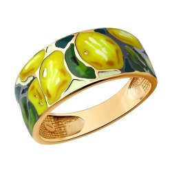 Кольцо из золочёного серебра с эмалью (Арт.93011095)
