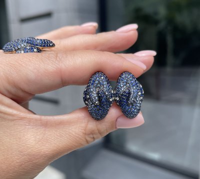 Серьги из золота с бриллиантом и сапфиром (Арт.e28628c_sr_glsa_sa_bj)