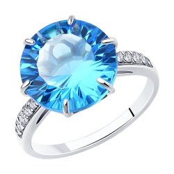 Кольцо из серебра с минеральным стеклом и фианитами (Арт.94-110-00995-1)