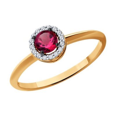 Кольцо из золота с бриллиантами и рубином (Арт.51-210-01772-3)