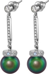 Серьги из серебра с жемчугом и кристаллом swarovski (Арт.abs-6-10-25-s)