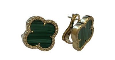 Серьги золото с бриллиантами и малахитом La Nordica «Зеленый Клевер» (арт.19-20-10МЛ-08610-РЗ)