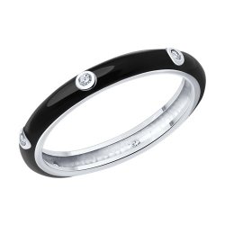 Кольцо из серебра с фианитами и эмалью (Арт.94013793)