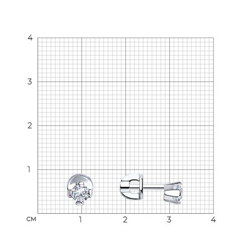 Серьги-пусеты из серебра с фианитами (Арт.94020122)