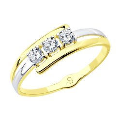 Кольцо из желтого золота с фианитами (Арт.017900-2)