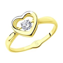 Кольцо из желтого золота с фианитом (Арт.018143-2)