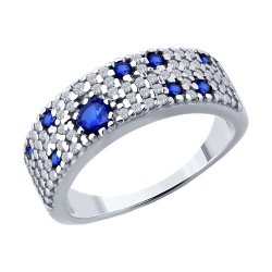 Кольцо из серебра с корундами и фианитами (Арт.88010078)