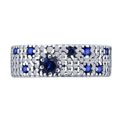 Кольцо из серебра с корундами и фианитами (Арт.88010078)