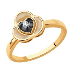 Кольцо из золота с бриллиантом и эмалью (Арт.1012164)