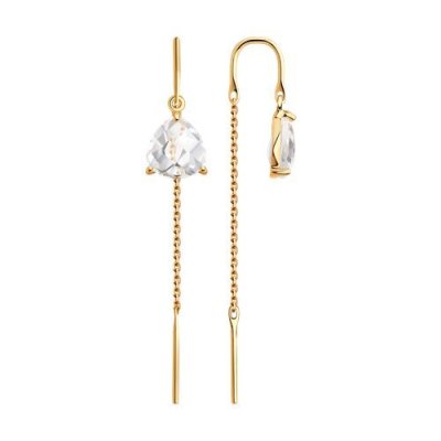 Серьги золотые пробы 585 с горным хрусталем (Арт.728332)