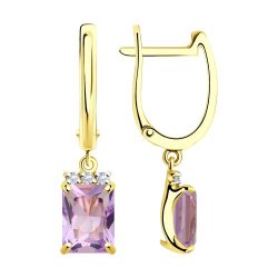 Серьги золотые пробы 585 с аметистом (Арт.727501-2)