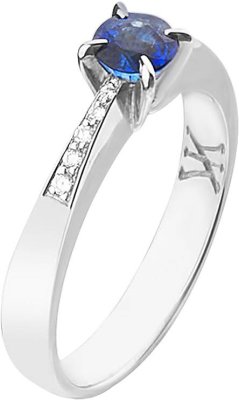 Кольцо из белого золота с бриллиантом и сапфиром (Арт.9063sdog)