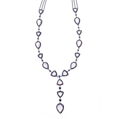 Ожерелье из белого золота с аметистом и сапфиром (Арт.aas_p2890_blksaam_sa_pam_wg)