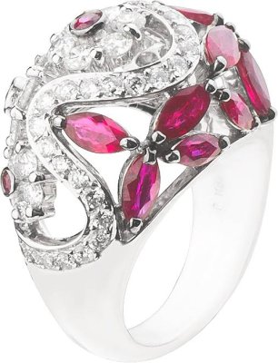 Кольцо из белого золота с бриллиантом и рубином (Арт.rg_5003_a03)