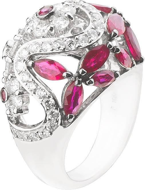 Кольцо из белого золота с бриллиантом и рубином (Арт.rg_5003_a03)