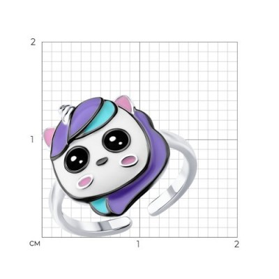 Кольцо из серебра с эмалью «Милый Единорог» Соколов (арт.94-110-00106-1)