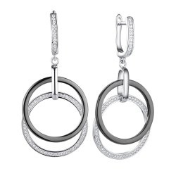 Серьги из серебра с керамикой и фианитом (Арт.tc-e00819-b-w-x-x-w)