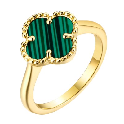 Кольцо серебряное с малахитом «Lucky Clover» Fresh Jewelry (арт.TC-R01968-X-L-Mal-X-X)