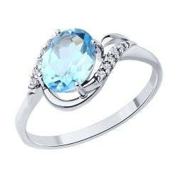 Кольцо из серебра с топазом и фианитами (Арт.94-310-00185-1)