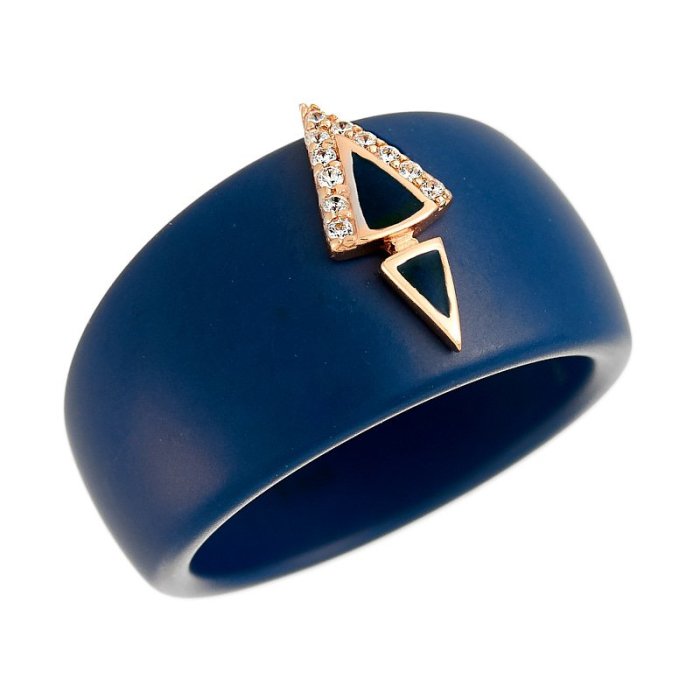 Кольцо из серебра с керамикой и куб. цирконием (Арт.tm-r01046-vl-g-x-bl-w)