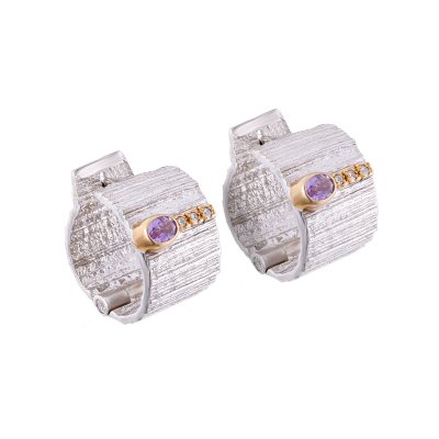 Серебряные серьги BEAVERS с аметистом 2100a