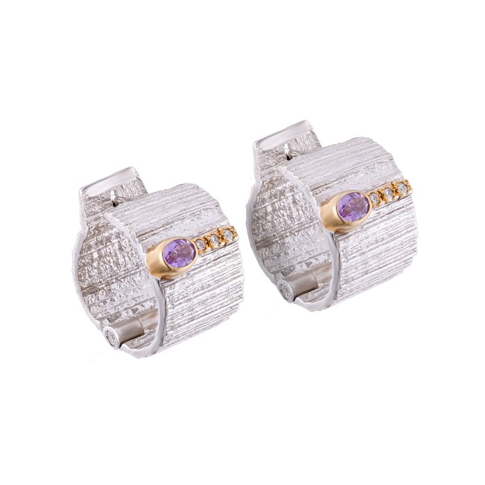 Серебряные серьги BEAVERS с аметистом 2100a