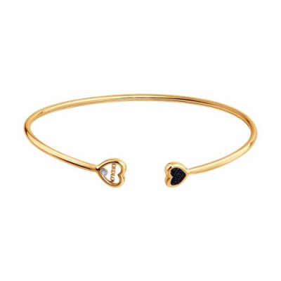 Браслет из золота с бриллиантом и авантюриновым стеклом «Двойное сердце» SOKOLOV (арт.1050259)