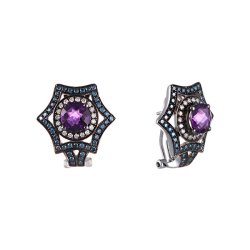 Серьги из белого золота с аметистом и бриллиантом (Арт.me30239p-2_sr_dl_am_wg)