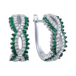 Серьги из белого золота с бриллиантом и изумрудом (Арт.me32422-wd-em_em_wg)