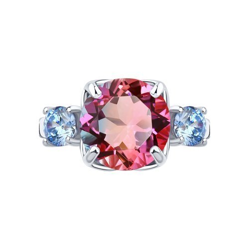 Кольцо из серебра с ситаллом и фианитами «Сияние грёз» Соколов (арт.92011718)