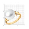 Кольцо из золочёного серебра с жемчугом и фианитами (Арт.92014240)