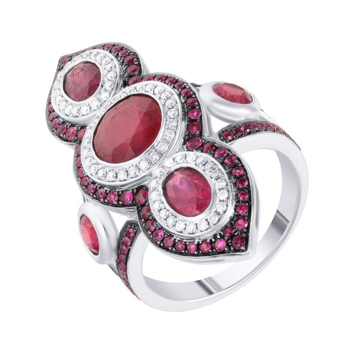 Кольцо из белого золота с бриллиантом и рубином (Арт.mr83420-wd-ru-gru_ko_ro_ru_wg)