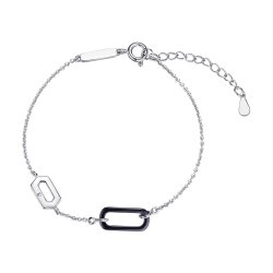 Браслет из серебра с керамикой и фианитом (Арт.tc-b02122-b-w-x-x-w)