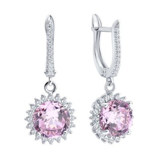 Серьги из серебра с фианитами «Розовый Шарм» SOKOLOV (арт.94027181-91)