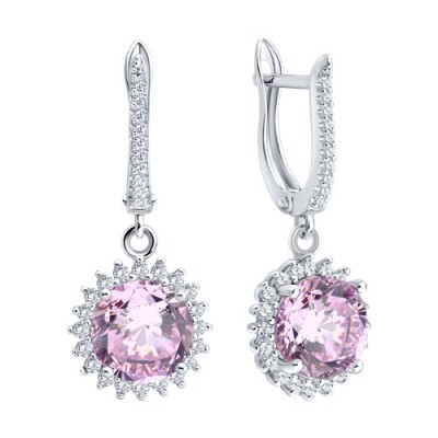 Серьги из серебра с фианитами «Розовый Шарм» SOKOLOV (арт.94027181-91)