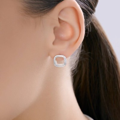 Серьги серебряные без вставок «Городской квадрат» Соколов (арт.9402)