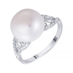 Кольцо из белого золота с бриллиантом и жемчугом (Арт.r32955_ko_ww_wg)