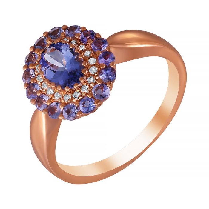Кольцо из золота с бриллиантом и танзанитом (Арт.re32300_ko_ta_ta_pink)