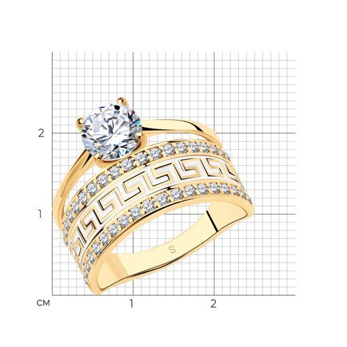 Кольцо из золочёного серебра с эмалью с фианитами (Арт.93010318)