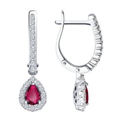 Серьги из белого золота с бриллиантами и рубинами (Арт.4020465-3)