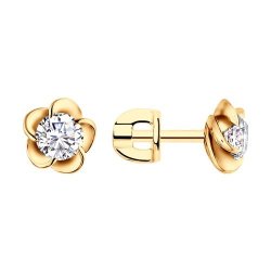 Серьги из золочёного серебра с фианитами (Арт.93021129)